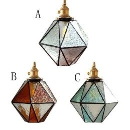 Geometrikus színes üveg parasztház függőlámpa