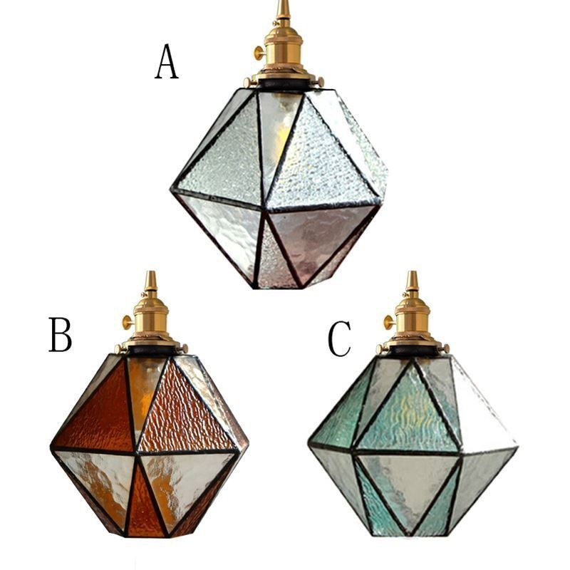 Geometrikus színes üveg parasztház függőlámpa