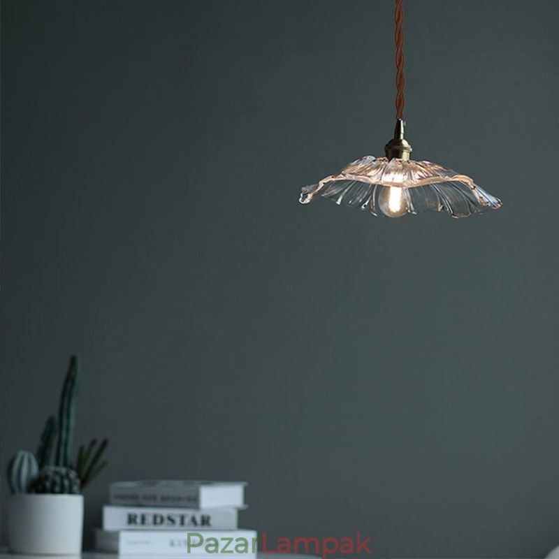 Lotus Leaf bordás átlátszó üveg függesztékes lámpa otthoni lámpa