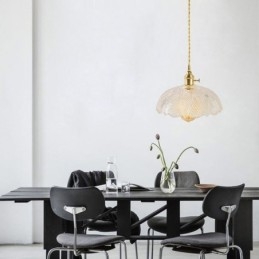 Nagy átlátszó bordás üveg mennyezeti lámpa otthoni világítás csavaros kapcsolós lámpával, nyugtató meleg fénnyel