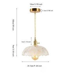 Nagy átlátszó bordás üveg mennyezeti lámpa otthoni világítás csavaros kapcsolós lámpával, nyugtató meleg fénnyel