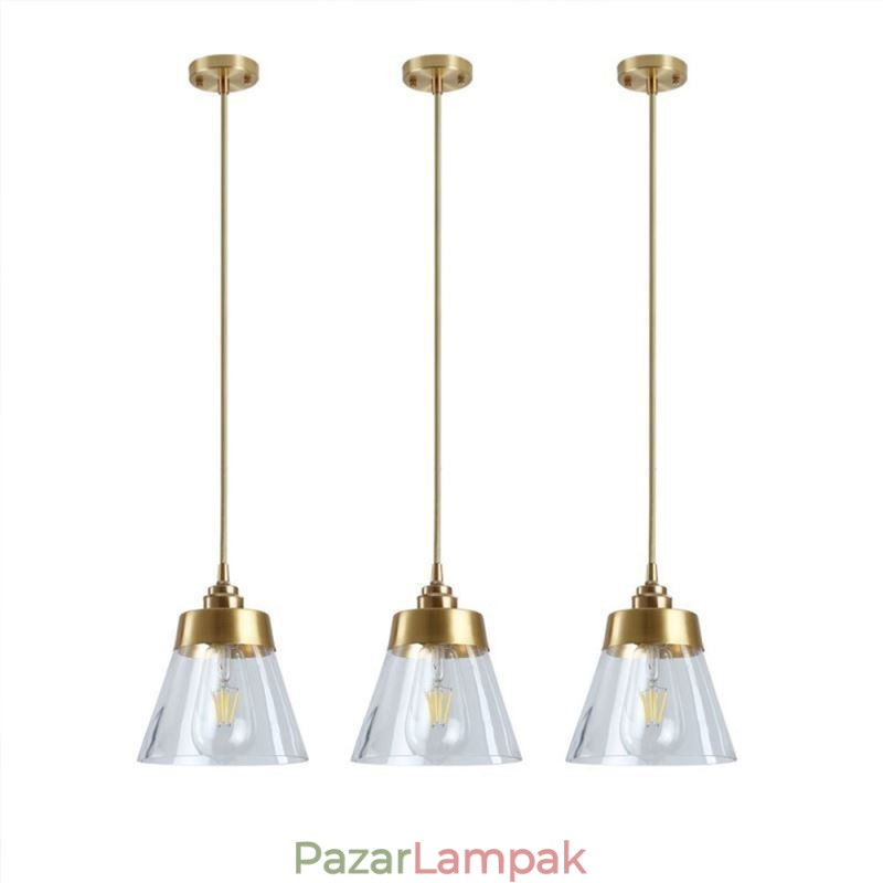 Nordic Retro függőlámpa üvegernyő otthoni világítás sárgaréz lámpatartó lámpa