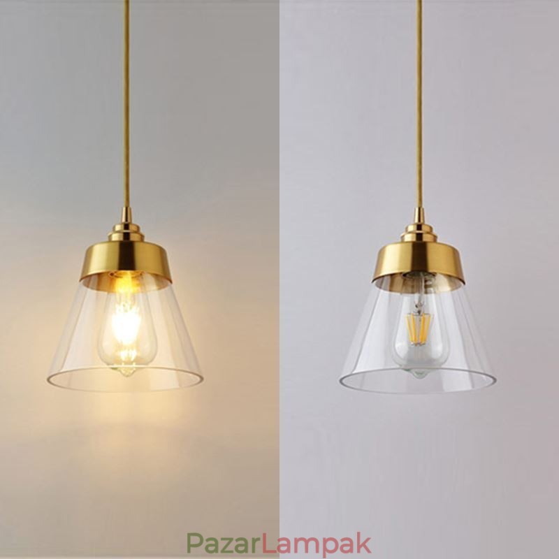 Nordic Retro függőlámpa üvegernyő otthoni világítás sárgaréz lámpatartó lámpa