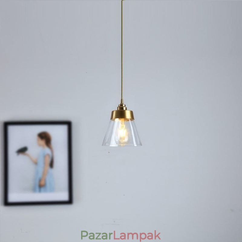 Nordic Retro függőlámpa üvegernyő otthoni világítás sárgaréz lámpatartó lámpa