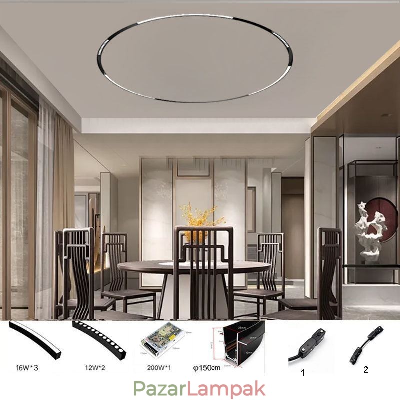 Kör alakú sínlámpa mágneses süllyesztett sín lámpatest 150cm