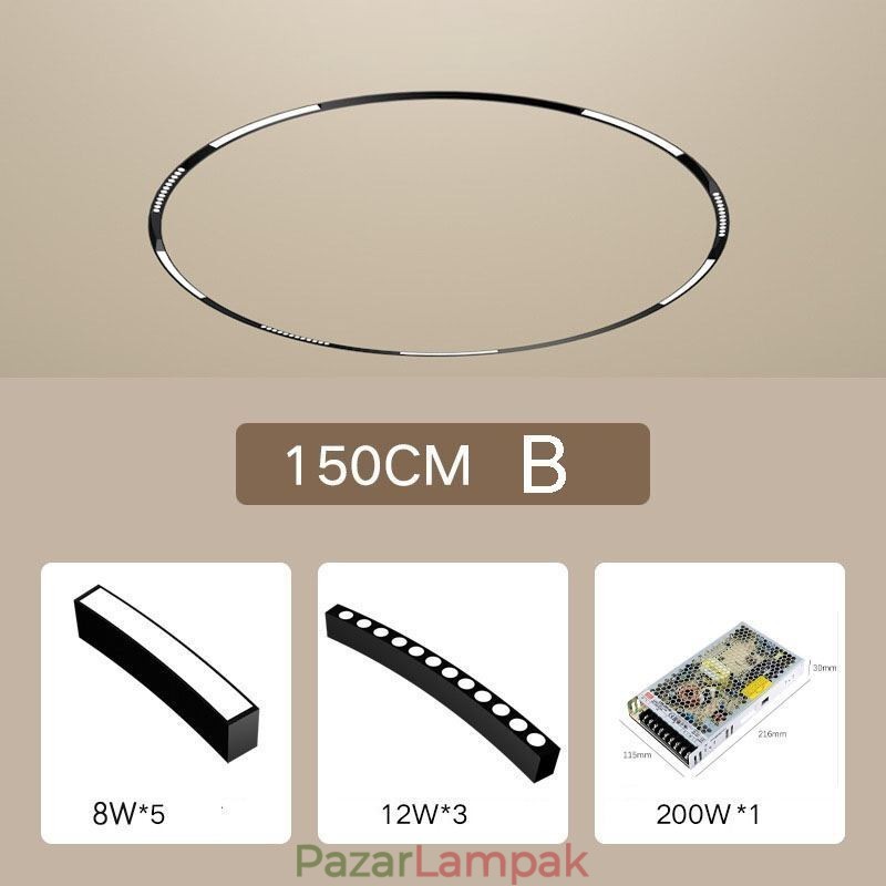 Kör alakú sínlámpa mágneses süllyesztett sín lámpatest 150cm