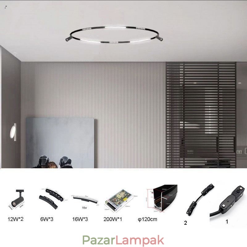Kör alakú sínlámpa rendszer Süllyesztett mágneses sínlámpa 120cm