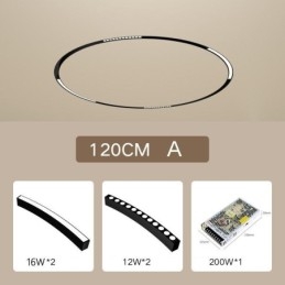 Mágneses süllyesztett, kör alakú sínlámpa 120cm