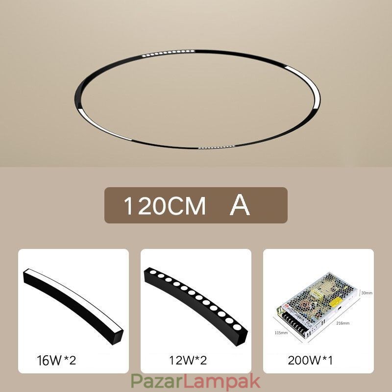 Mágneses süllyesztett, kör alakú sínlámpa 120cm