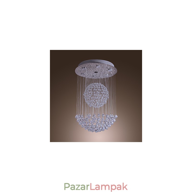 Modern, modern Crystal króm csillár süllyesztett rögzítés