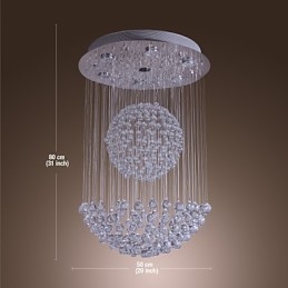 Modern, modern Crystal króm csillár süllyesztett rögzítés