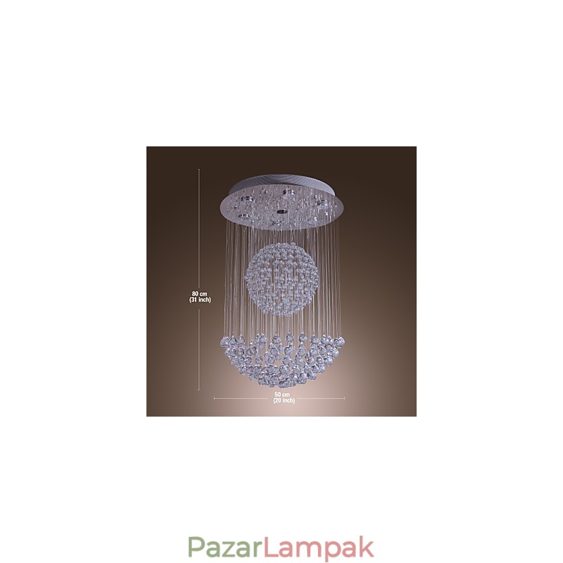 Modern, modern Crystal króm csillár süllyesztett rögzítés
