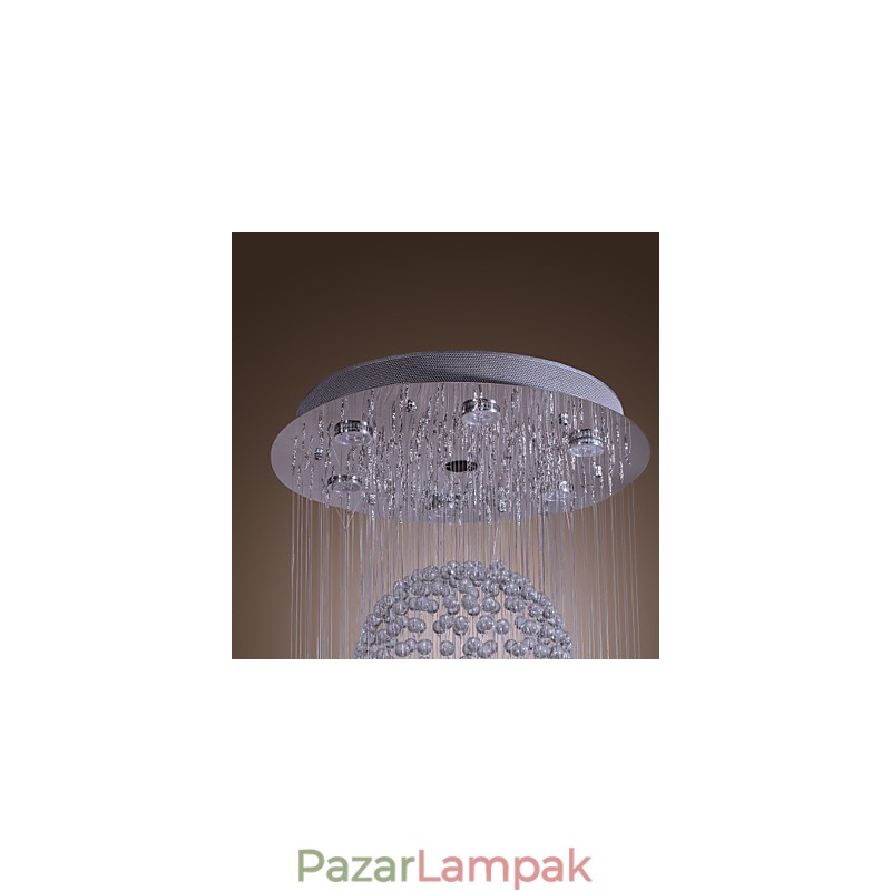Modern, modern Crystal króm csillár süllyesztett rögzítés