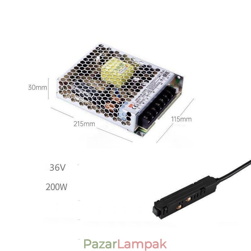 Lámpalámpa meghajtó 200 W 36 V meghajtó tápegység mágneses sín tápcsatlakozóval