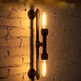 Wroguht Vas vízcső fali lámpa Vintage folyosói lámpák Loft vas fali lámpa Edison izzólámpa FJ DB2 046A0