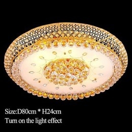 Kerek kristály abszorpciós kupola mennyezeti lámpa átmérője 80 cm, 15 izzót tartalmaz