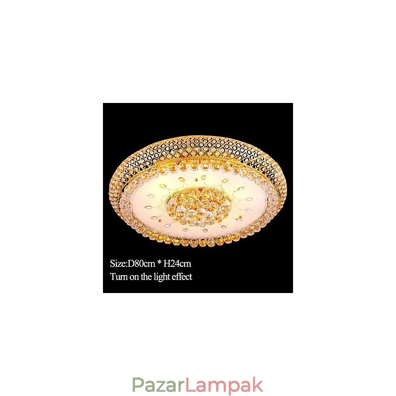 Kerek kristály abszorpciós kupola mennyezeti lámpa átmérője 80 cm, 15 izzót tartalmaz