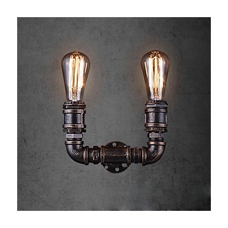 2 Lights Vintage fém vízcső fali lámpa Edison izzóval 2 Lights Vintage fém vízcső fali lámpa Edison izzóval
