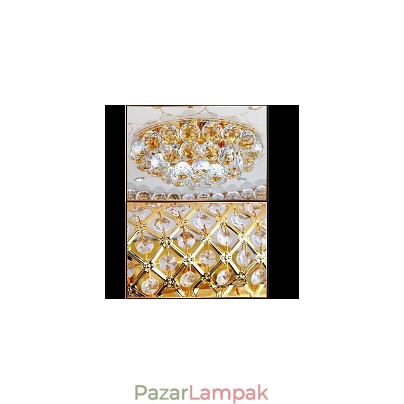 Kerek kristály abszorpciós kupola mennyezeti lámpa átmérője 80 cm, 15 izzót tartalmaz