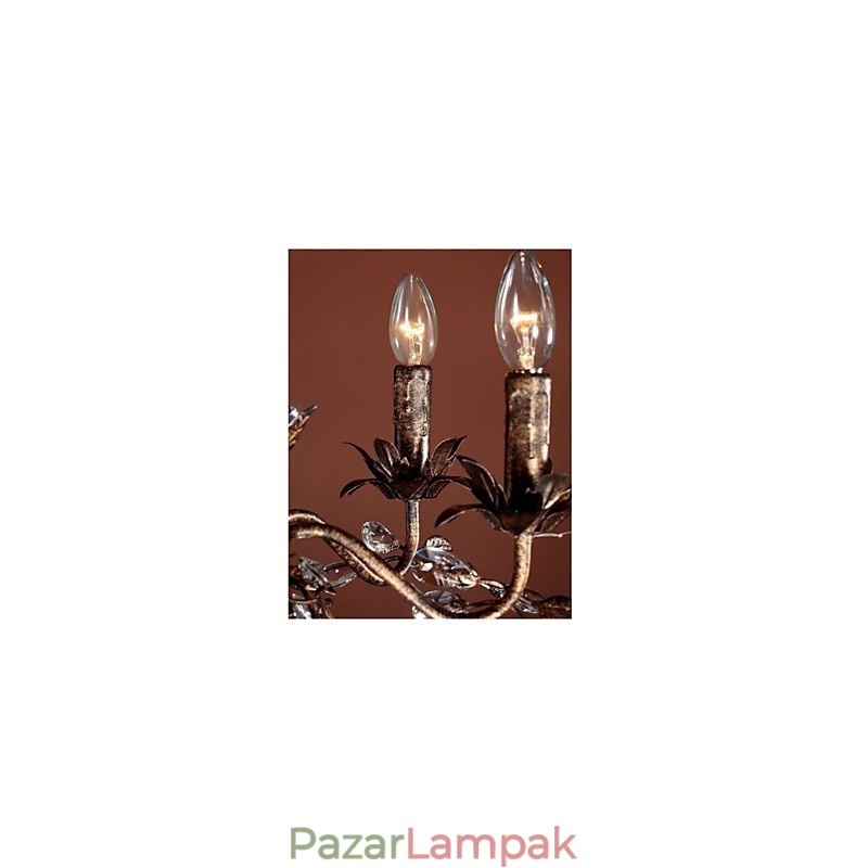 Vintage gyertya stílusú antik sárgaréz fém csillár