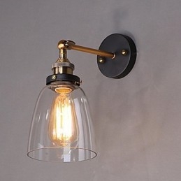 Ipari Edison Simplicity Üveg Falikar Fém talpsapka Ebédlő Tanulmány Iroda Folyosó Falra szerelhető lámpa