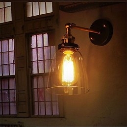 Ipari Edison Simplicity Üveg Falikar Fém talpsapka Ebédlő Tanulmány Iroda Folyosó Falra szerelhető lámpa