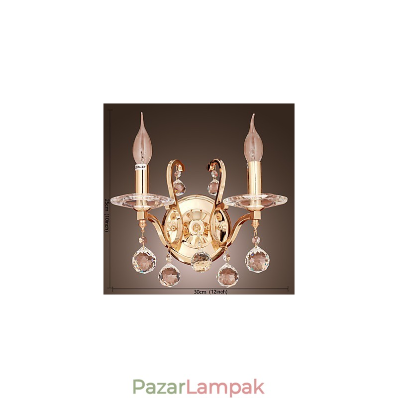 Arany kristály fali lámpa 2 lámpával