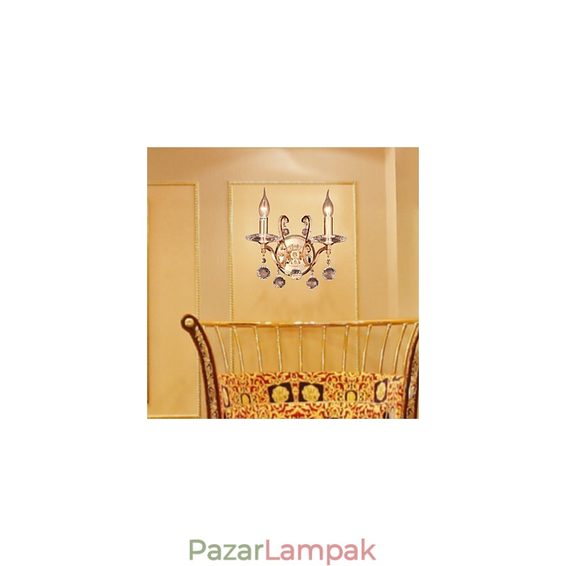 Arany kristály fali lámpa 2 lámpával