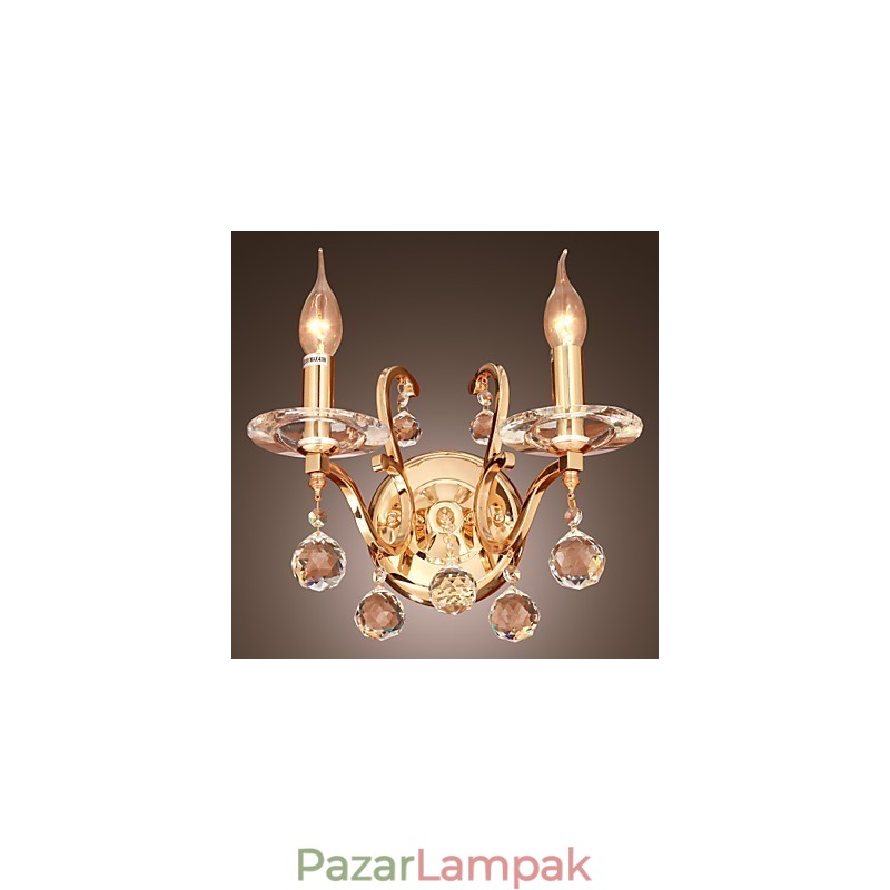 Arany kristály fali lámpa 2 lámpával