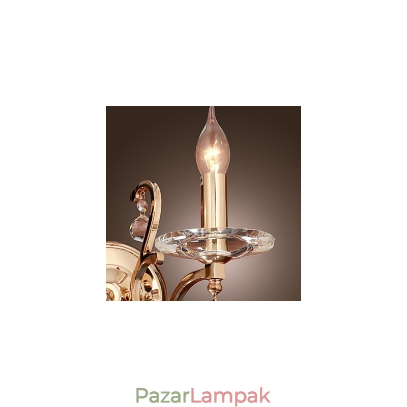 Arany kristály fali lámpa 2 lámpával