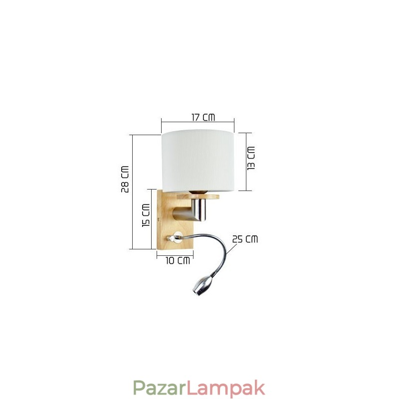 Fali lámpa egy fényű olvasólámpával