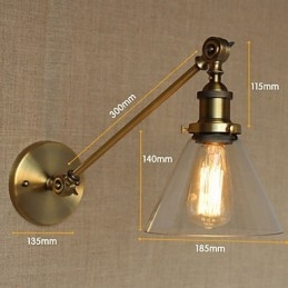 A vas üveg bronz sárgaréz kar stílusú retro kreatív amerikai country hall hálószoba fali lámpa