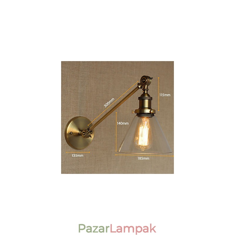 A vas üveg bronz sárgaréz kar stílusú retro kreatív amerikai country hall hálószoba fali lámpa