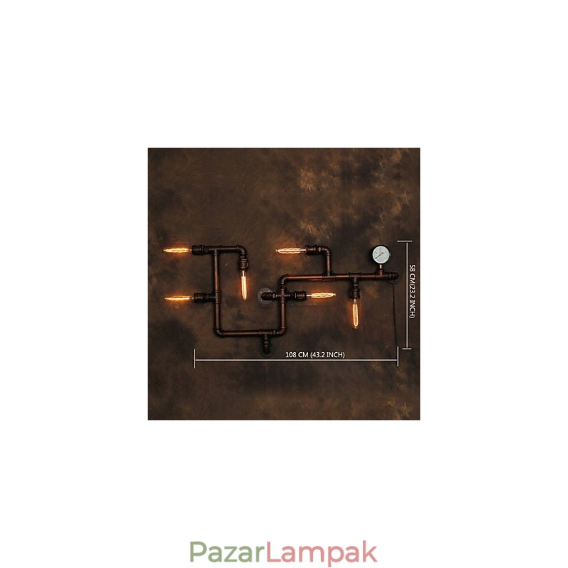 Fali lámpa Falikar 6 fényű bronz finn ipari stílusú rusztikus ház fém