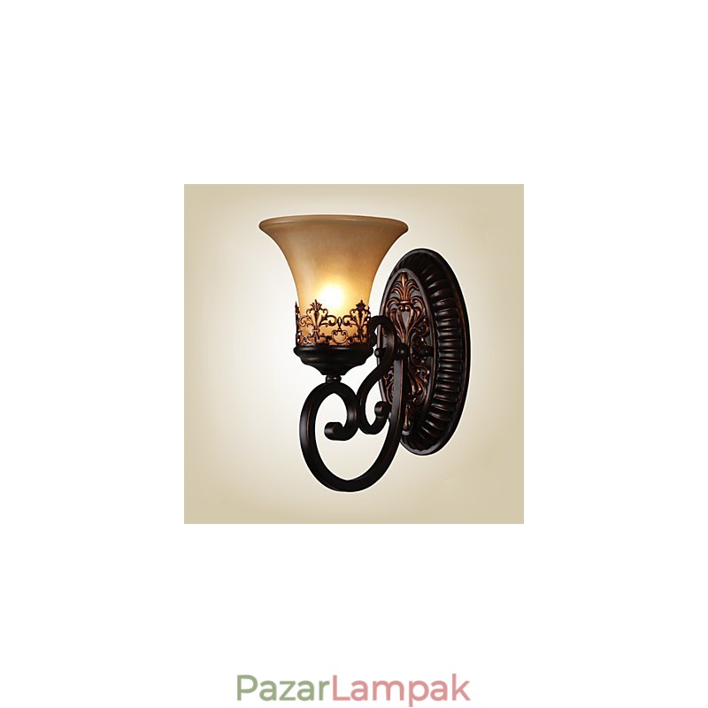 Vintage fali lámpák 1 lámpa gyanta anyagú üvegernyős hálószoba nappali folyosó lámpái