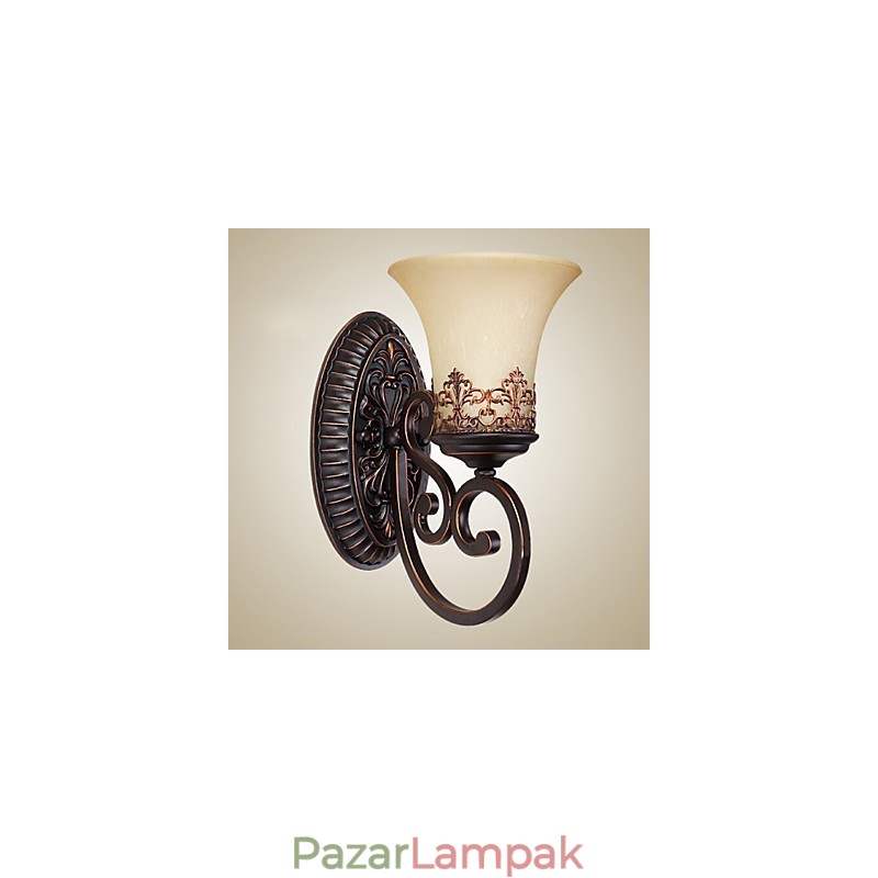 Vintage fali lámpák 1 lámpa gyanta anyagú üvegernyős hálószoba nappali folyosó lámpái