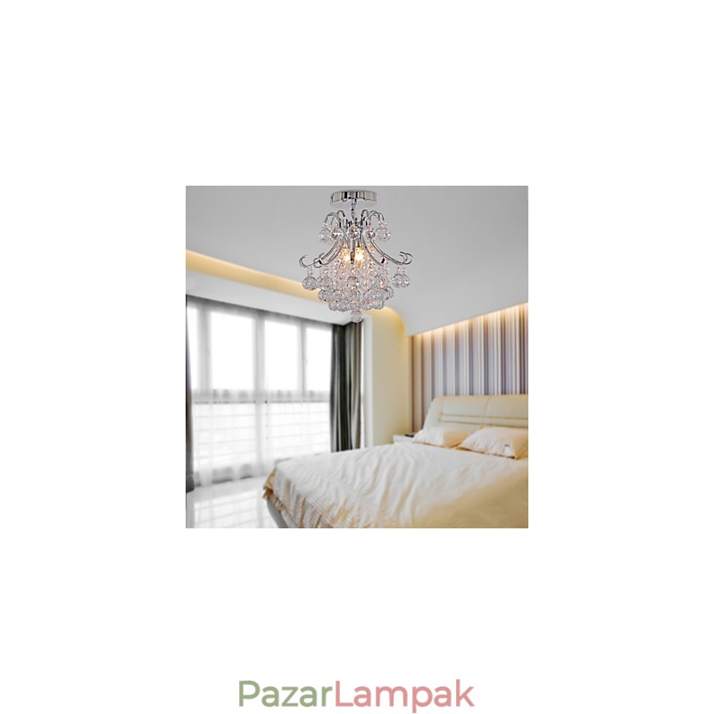 Modern, modern kristály mini stílusú galvanizált fém csillár süllyesztett rögzítés