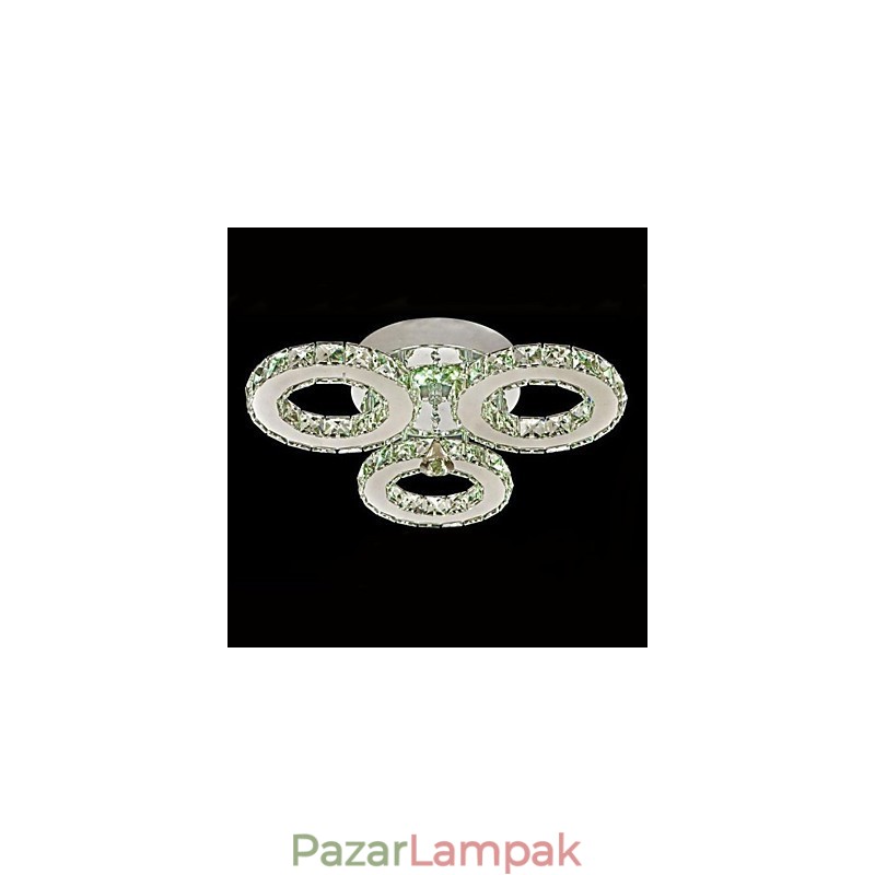 Crystal Flush Mount 3 Lights Modern, átlátszó, galvanizáló rozsdamentes acél