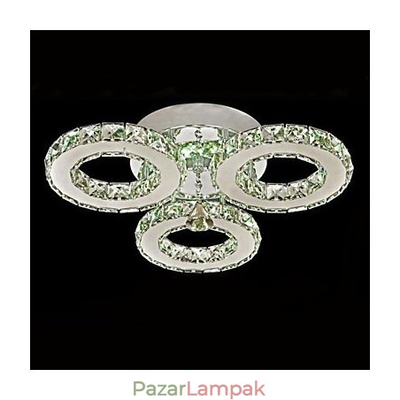 Crystal Flush Mount 3 Lights Modern, átlátszó, galvanizáló rozsdamentes acél Crystal Flush Mount 3 Lights Modern, átlátszó, galvanizáló rozsdamentes acél