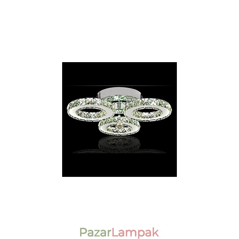 Crystal Flush Mount 3 Lights Modern, átlátszó, galvanizáló rozsdamentes acél