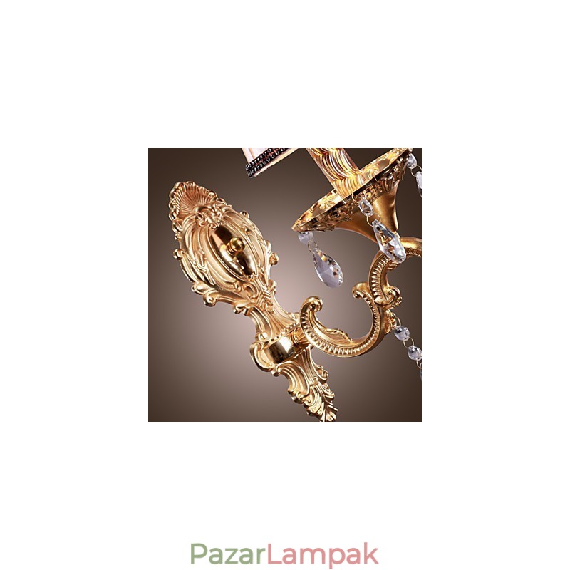 Elegáns, rózsaszínű kristály fali lámpa