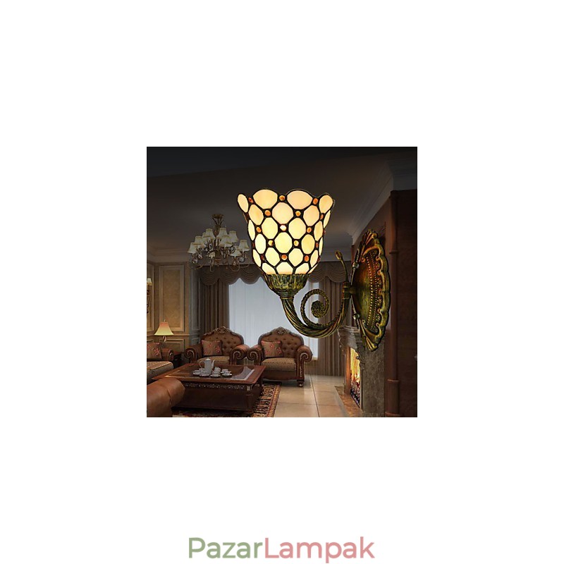 Európai mediterrán szerződéses vidéki kreatív kovácsoltvas fali lámpa üveglámpák