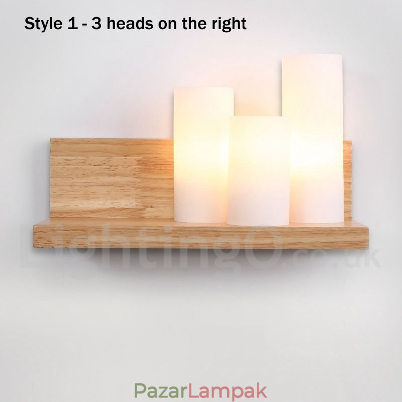 Mini stílusú falilámpák üveg ernyőkkel Modern, kortárs fa bambusz fali lámpa