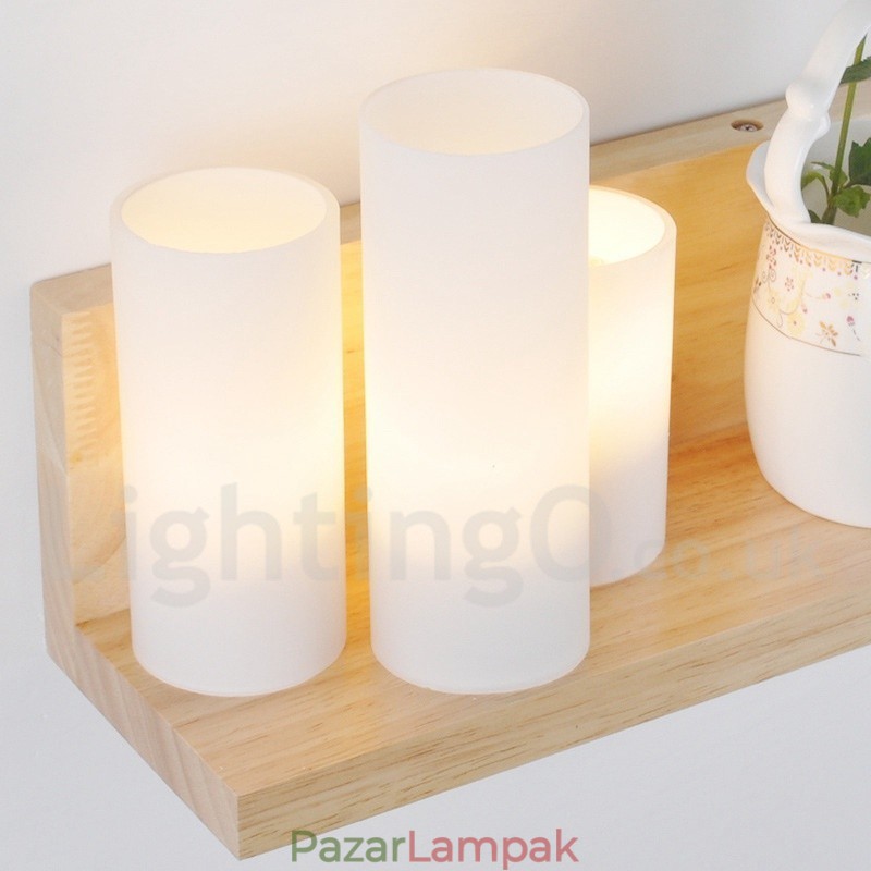 Mini stílusú falilámpák üveg ernyőkkel Modern, kortárs fa bambusz fali lámpa