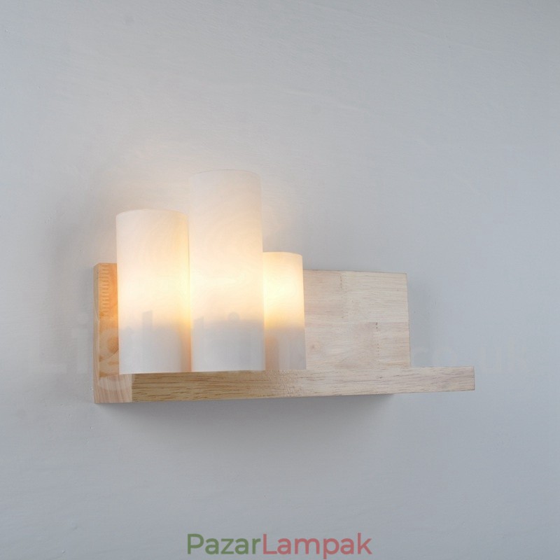 Mini stílusú falilámpák üveg ernyőkkel Modern, kortárs fa bambusz fali lámpa