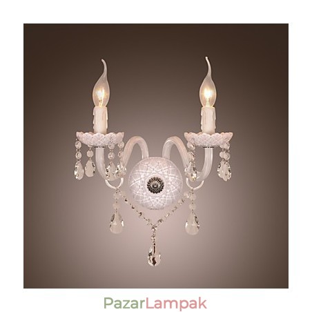 Kristály fali lámpa 2 lámpával gyertyakörtében