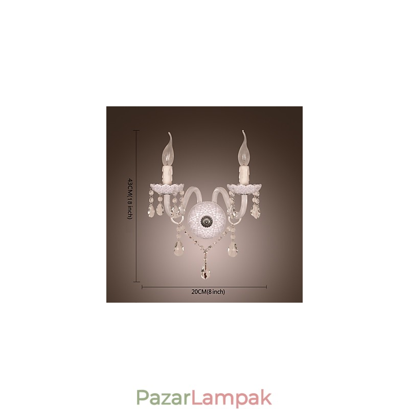 Kristály fali lámpa 2 lámpával gyertyakörtében