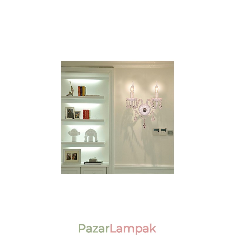 Kristály fali lámpa 2 lámpával gyertyakörtében