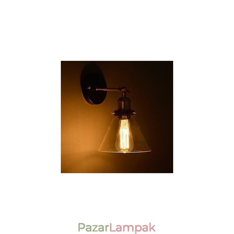 Retro fali lámpa virágos üvegernyővel és fém konzollal
