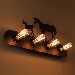 American Village Pastoral LOFT stílusú hálószoba folyosó Vas Retro Wild Horse fali lámpák Ingyenes szállítás
